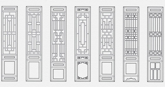 金乡常用中式仿古花窗图案隔断设计图