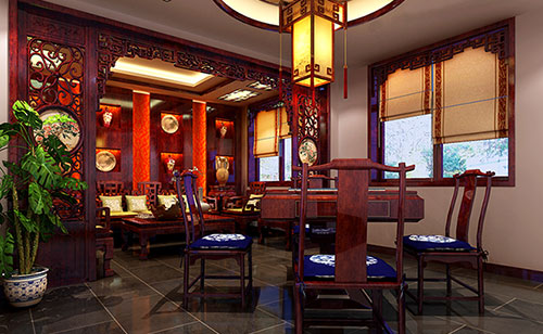金乡古典中式风格茶楼包间设计装修效果图